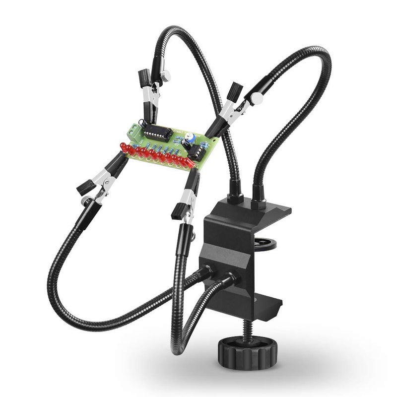 NOEVSBIG Helping Hands Soldering Third Hand Tools - 4 Arms with Adjustable Vise Table Desk Clamp Base for Electronics Repair Assembly Painting Jewelry DIY Arts Craft Hobby - Image 1